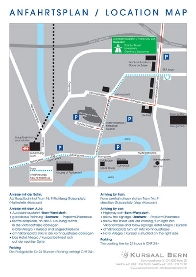 Mapa - como llegar al Hotel Allegro en Berne - Clic para agrandar!